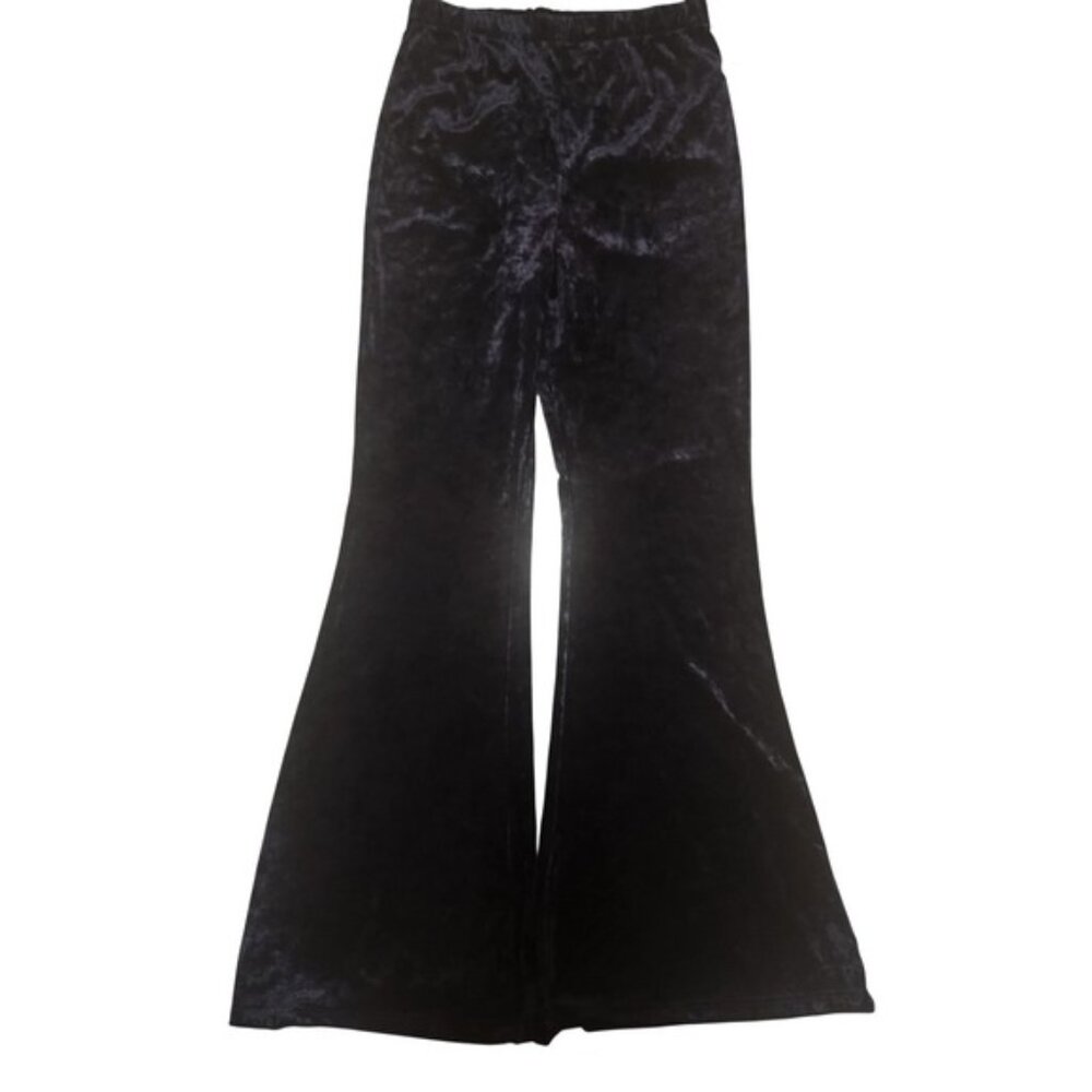 Navy blue‎ Velvet Bell Bottom Pants Made in Italy
